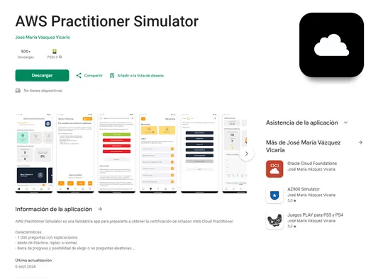 APP AWS Practitioner in Google Play Store