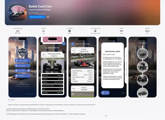 APP Battle Card Cars in Apple Store