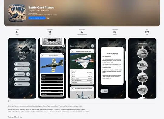 APP Battle Card Planes en Apple Store