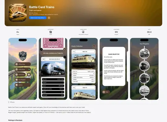 APP Battle Card Trains en Apple Store