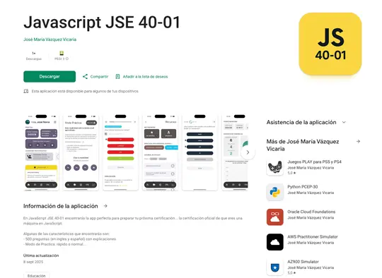 APP JavaScript JSE 40-01 in Google Play Store