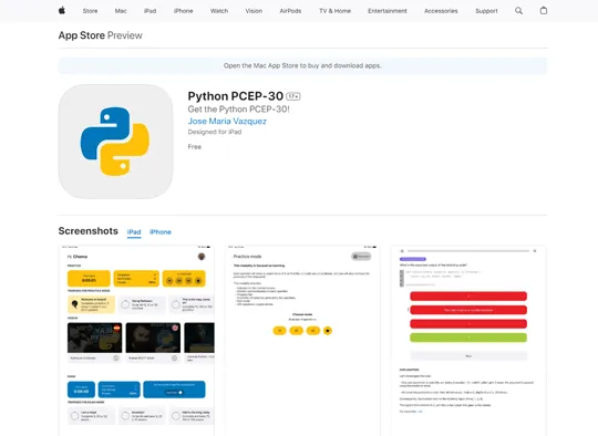APP Python PCEP-30 in Apple Store